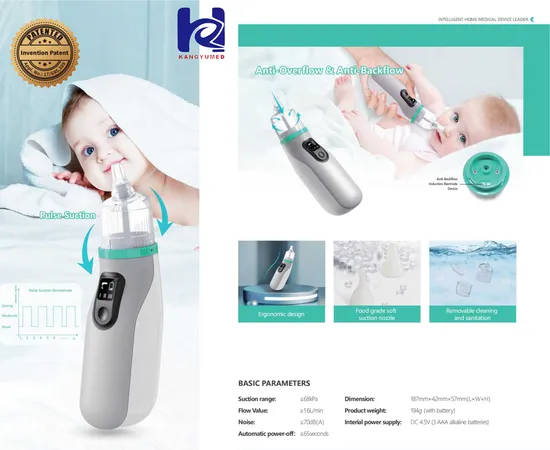 Sugador nasal elétrico recarregável de silicone para bebês