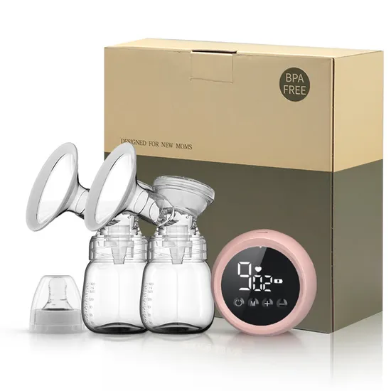 Bomba tira-leite elétrica digital portátil sem fio personalizada recarregável de silicone para bebês, dupla, grau 9