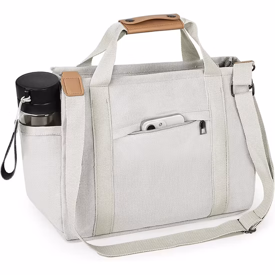 Bolsa tote de lona da moda para mamãe com bolsos