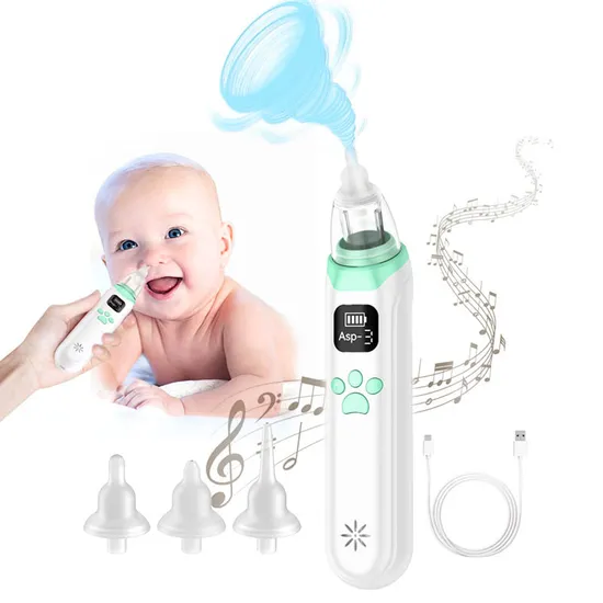 Aspirador nasal elétrico portátil e prático para uso doméstico de bebês