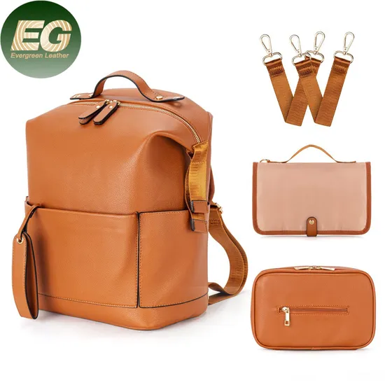 Sh2501 Wholesale Mommy Luxury Baby Diaper Bag Custom PU Black Travel Designer Portable Leather Bags Backpack 