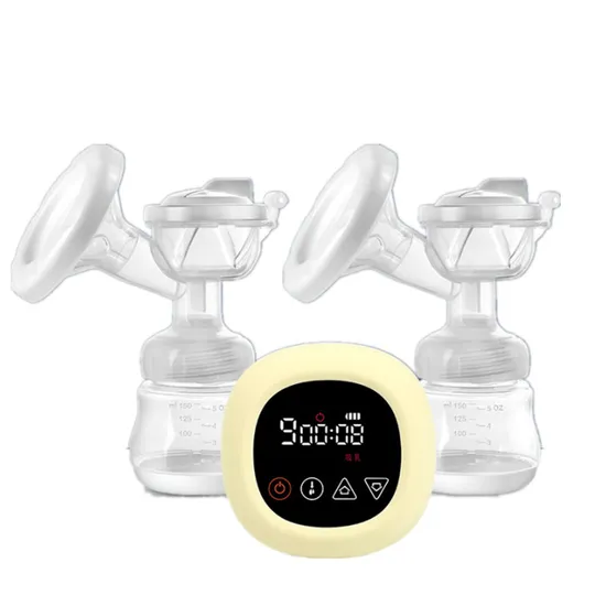 Double Electric Hands Free Breast Pump Silent Portable Silicone Breast Pump with LCD Display 