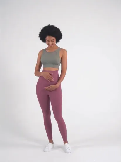 Calças de ioga de nylon macias e elásticas de cintura alta personalizadas para gestantes e maternidade