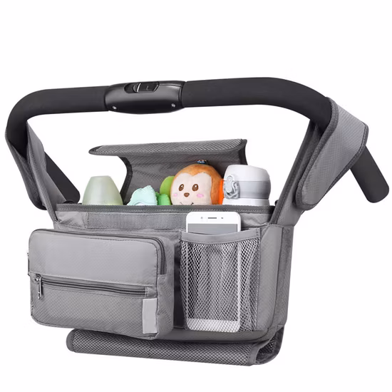 Bolsa universal para fraldas de mamãe com porta-copos térmicos, organizadora para carrinho de bebê, bolsa de armazenamento